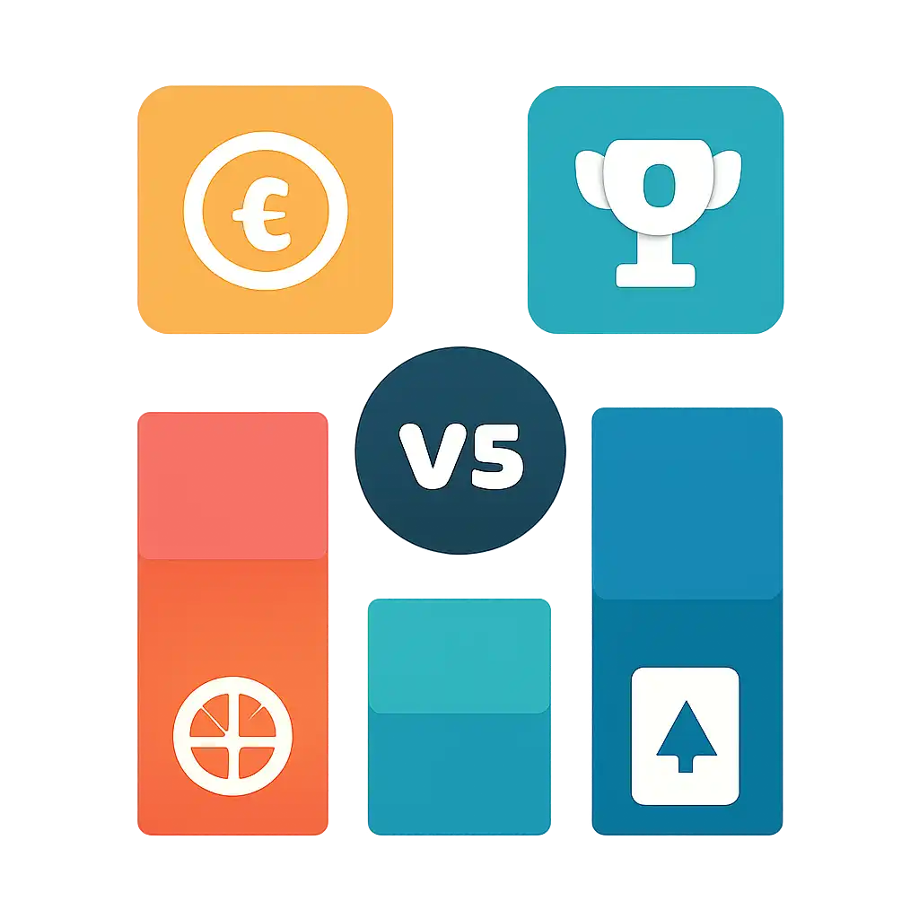 Infographic comparing options using coloured bars and icons only, no text or labels, flat design, 51 Game