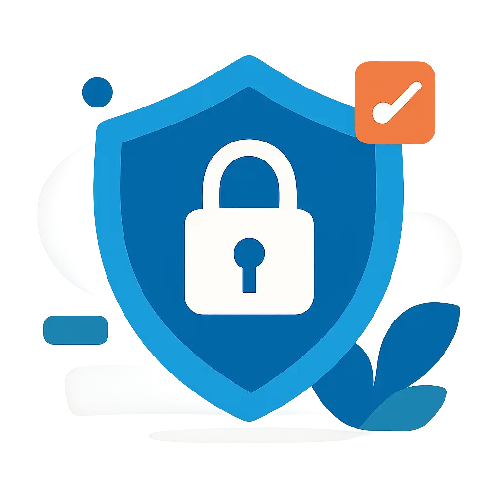 Security shield icon with lock: 51 Game safety visualization
